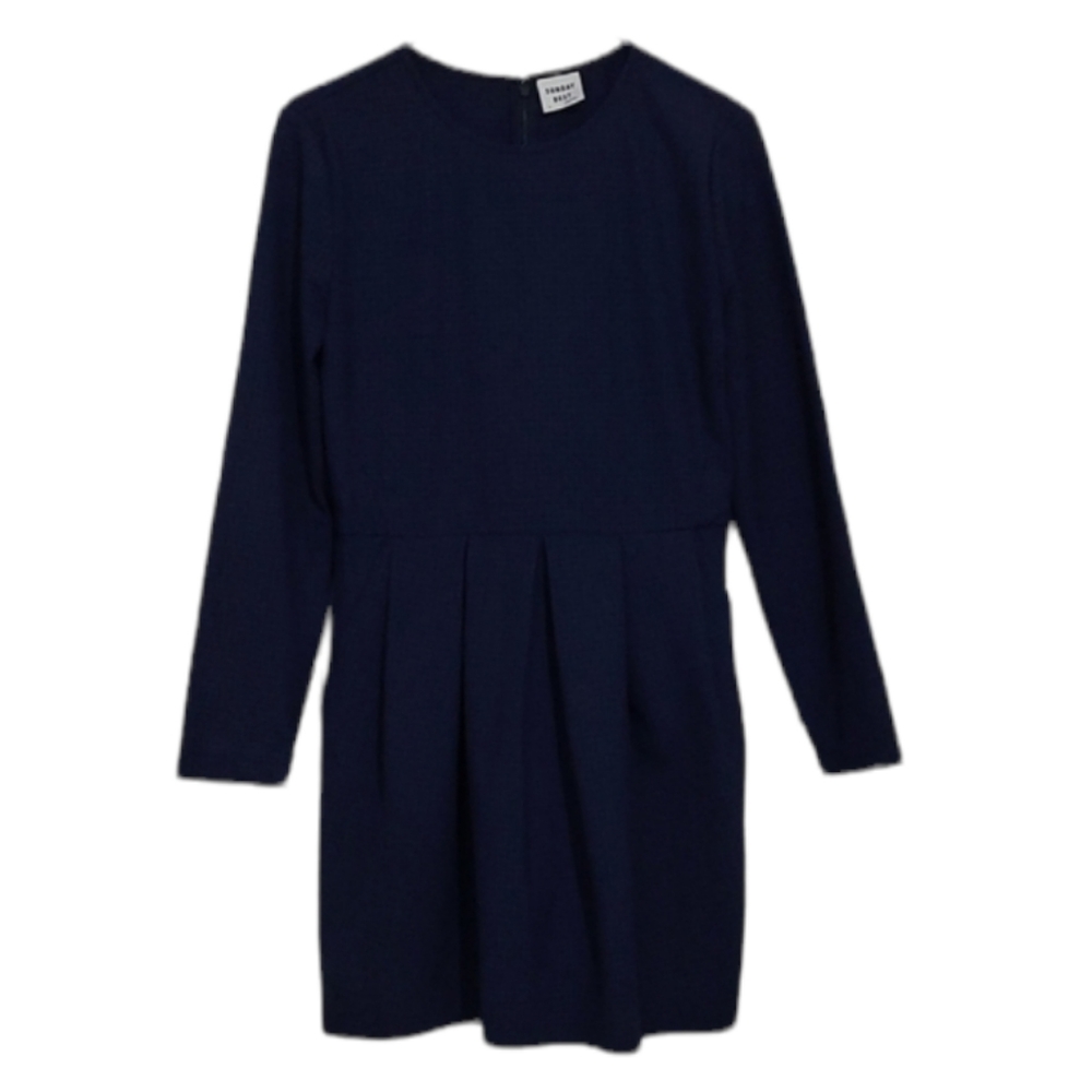 Aritzia Sunday Best Blue Tartine Check Fit and Flare Dress